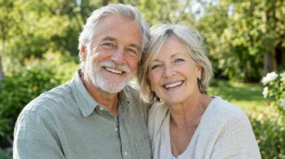 Smiling senior couple outdoors