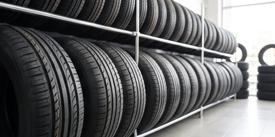 Stacks of new tires