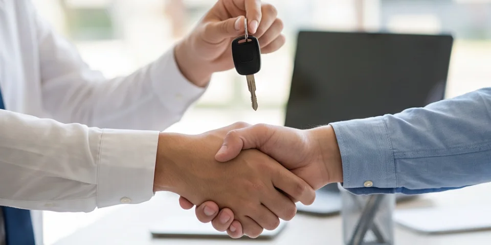 Car keys handed over at a deal