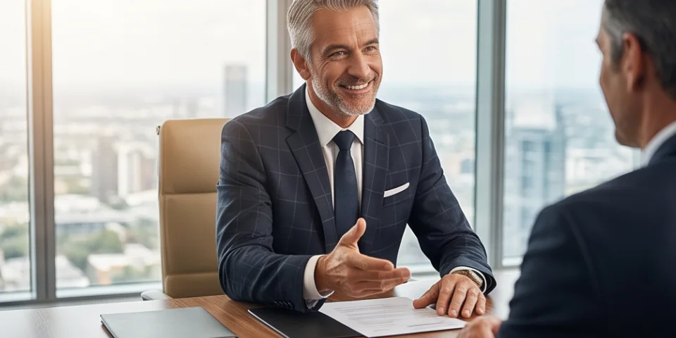 Wealth advisor in a meeting